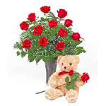 13 Roses and Teddy Bear