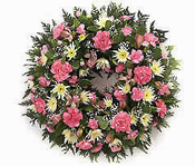 Funeral Wreath in Yellow and Pink